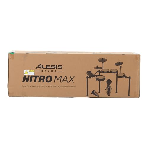 Alesis Nitro Max Kit Electric Drum Set with Quiet Mesh Pads, 10" Dual Zone Snare, Bluetooth, 440+ Authentic Sounds, Drumeo, USB MIDI, Kick Pedal