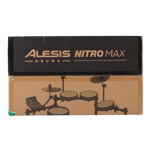 Alesis Nitro Max Kit Electric Drum Set with Quiet Mesh Pads, 10" Dual Zone Snare, Bluetooth, 440+ Authentic Sounds, Drumeo, USB MIDI, Kick Pedal