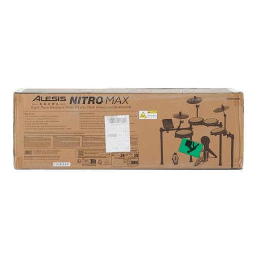 Alesis Nitro Max Kit Electric Drum Set with Quiet Mesh Pads, 10" Dual Zone Snare, Bluetooth, 440+ Authentic Sounds, Drumeo, USB MIDI, Kick Pedal