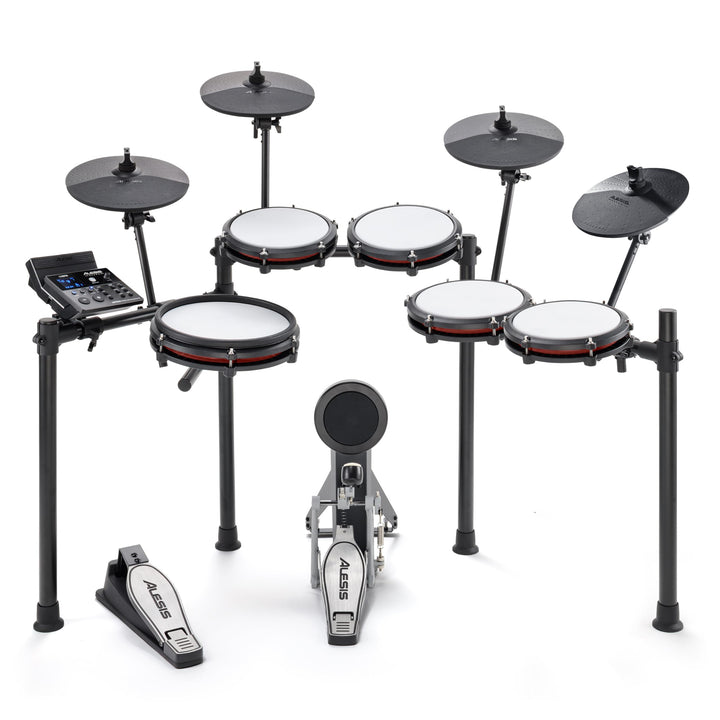 Alesis Nitro Max Kit 10 Piece Electric Drum Set with Quiet Mesh Pads, 10" Dual Zone Snare, Bluetooth, 440+ Sounds, Drumeo, USB MIDI, Kick Pedal