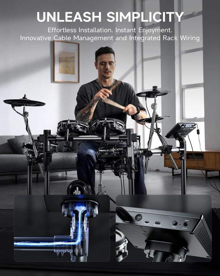 Donner Beat Electronic Drum Set, Electric Drum Kit with Quiet Mesh Drum Pads, 12" Cymbals w/Choke, 100 Kits and 1100+ Sounds, Sticks, USB MIDI, DONNER PLAY app (5 Pads, 3 Cymbals)
