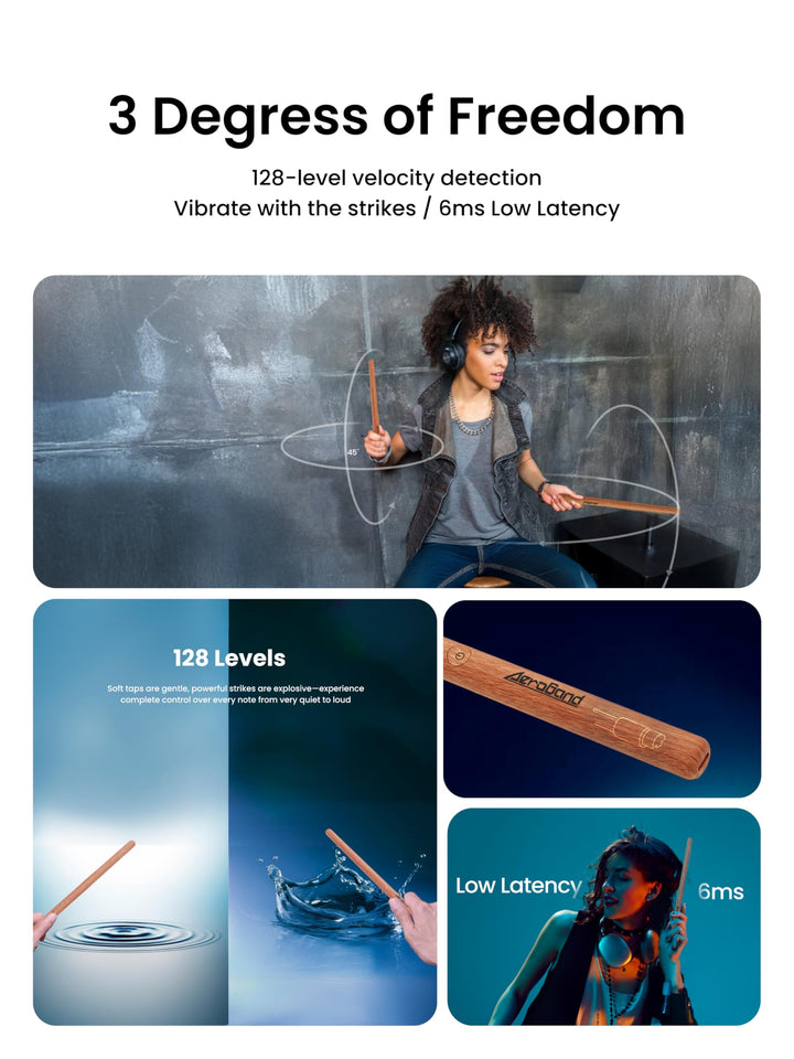 AeroBand Electronic Drum Set PocketDrum2 MAX（2025 Version）, Air Drum Sticks & Pedals & Bluetooth Adapter, Play Drum Anywhere Anytime, 8 Tones and USB Midi Teens Adult Drummer Gift (Earphone Included)