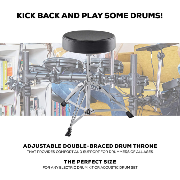 Alesis Nitro Max Kit Electric Drum Set with Quiet Mesh Pads, 10" Dual Zone Snare, Bluetooth, 440+ Sounds, Drumeo, USB MIDI, Drum Throne and Headphones