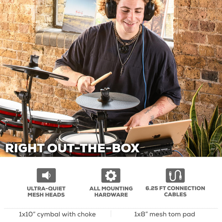 Alesis Drums Nitro Max Expansion Pack - Electric Drum Set Expansion for Nitro Max Kit with Mesh Tom Pad, 10" Cymbal with Choke and Connection Cables