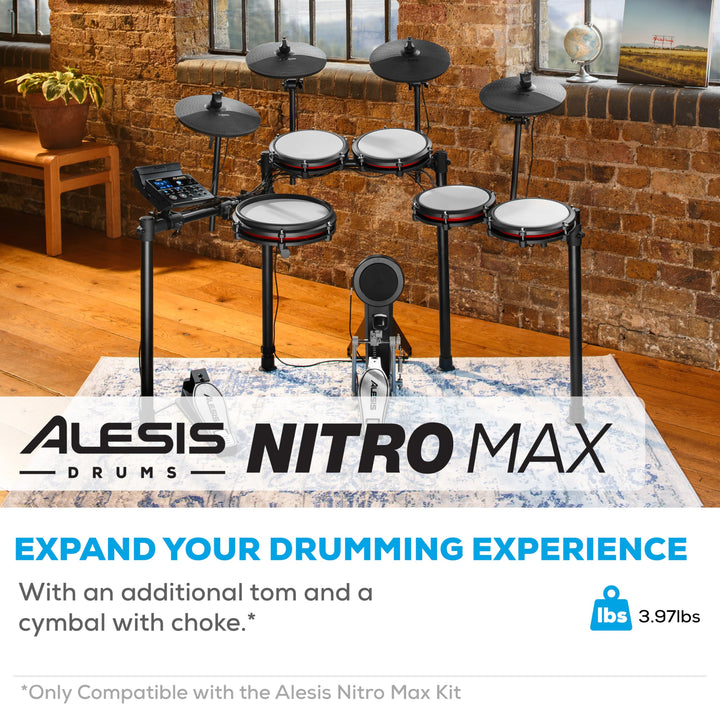 Alesis Nitro Max Kit 10 Piece Electric Drum Set with Quiet Mesh Pads, 10" Dual Zone Snare, Bluetooth, 440+ Sounds, Drumeo, USB MIDI, Kick Pedal